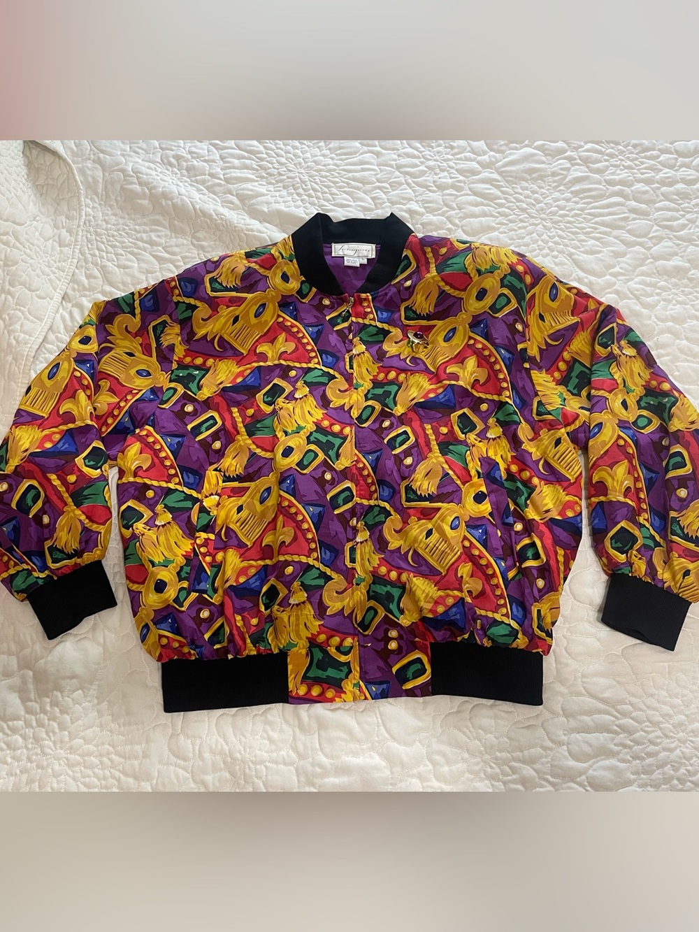 Vintage Spenser Jeremy Colorful Silk Bomber Jacket